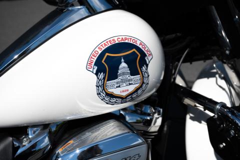 USCP logo on motorcycle