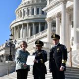 Catherine Sanz, President, WIFLE Foundation; Assistance Chief Pittman, and Chief Steven Sund