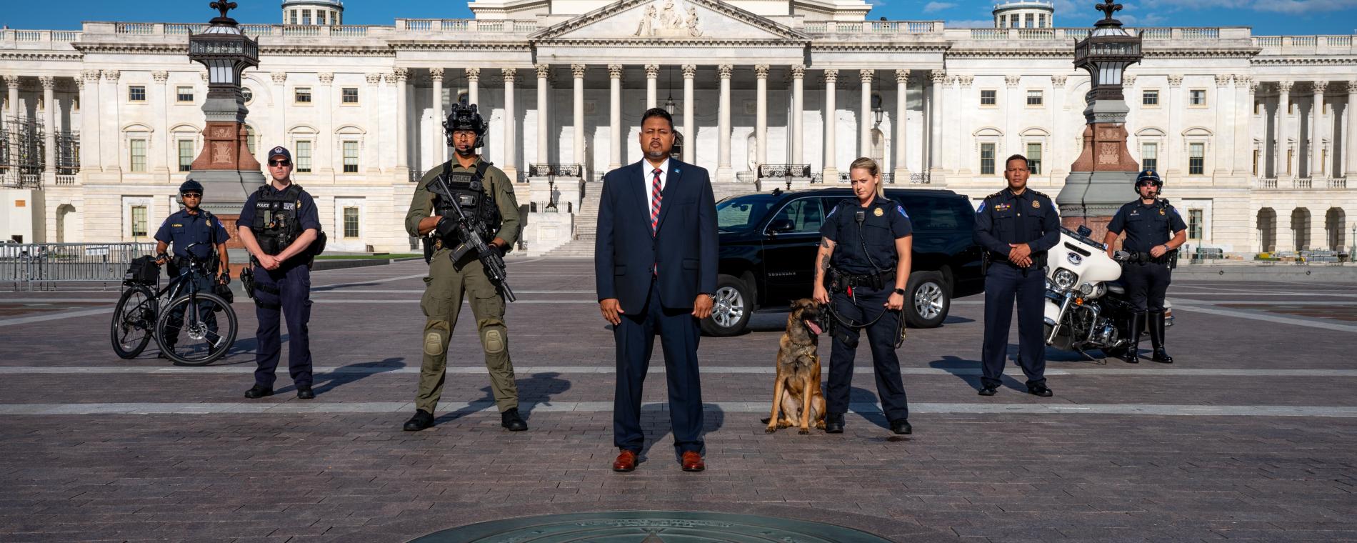 Capitol Police in front of US Capitol