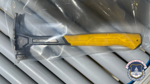 Hammer with yellow handle